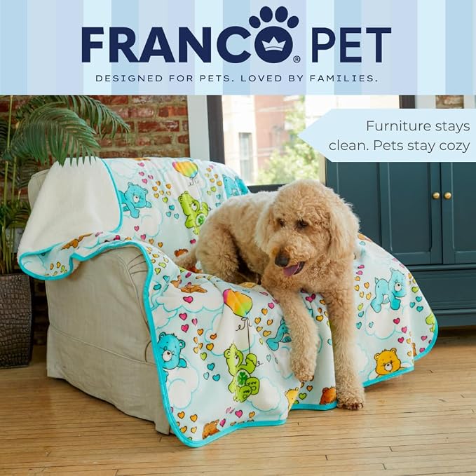 Franco Pet Care Bears XL Oversized Super Soft Cozy Waterproof Sherpa-Backed Blanket Throw for Large Dogs, Couch/Bed/Car, 60x80 (Officially Licensed Product)