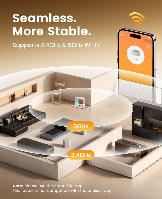 oneisall 5G WiFi Automatic Cat Feeder and Water Dispenser, 36Cups/8.5L | App Control, 2-in-1 Auto Cat Feeder, Gravity Water Dispenser, Large Capacity, Smart Cat Feeder for Dry Food, for Cats, Pets