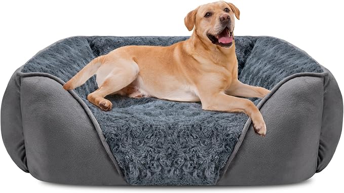 XX-Large Dog Bed for Large Medium Small Dogs, Rectangle Washable Dog Bed, Orthopedic Dog Bed, Soft Calming Sleeping Puppy Bed Durable Pet Cuddler with Anti-Slip Bottom XXL(42"x30"x10")
