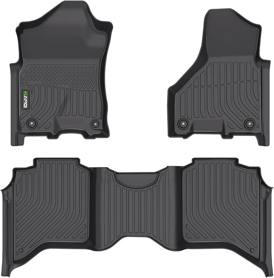 HAFIDI® Floor Mats Fit for 2019-2026 Dodge Ram 2500/3500 Crew cab, All Weather Protection TPE Anti-Slip Automotive Floor Liners, Fits 1st & 2nd Row Full Set Custom Accessories, Black