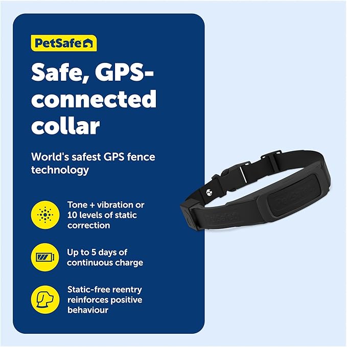 PetSafe Guardian GPS Dog Fence Add-A-Dog Collar - Add-On for Guardian GPS Fence System - AccuGuard Technology - Tone Vibration & 10 Levels of Static Correction - Waterproof Collar - Black