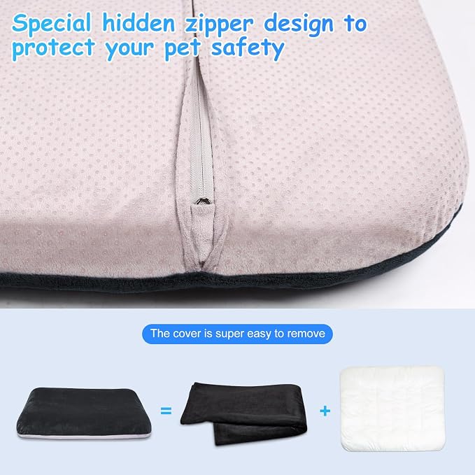 Magic Dog Super Soft Extra Large Dog Bed, 47 Inches Jumbo Orthopedic Foam Pet Beds with Anti Slip Bottom, Dog Sleeping Mattress with Removable and Washable Cover, Dark Grey XL