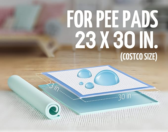 Dog Pee Pad Holder Tray Fits for 30” x 23” Pee Pads - 2 Pack - Turquoise | Corner Lock Holes, Raised Edges, Non-Spill, Easy to Clean Silicone Dog Potty Tray Holder, For Indoor Floor Protection