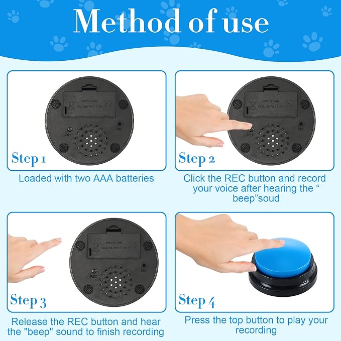 Jerify 16 Pcs Voice Recordable Dog Buttons for Communication Pet Cat Talking Buttons with Stickers 30 Seconds Interactive Speech Training Buzzers for Cat Pet Dog(Classic Colors)