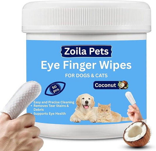 Dog Eye Cleaner Wipes & Cat Eye Wipes | Scent Textured Tear Stain Remover for Dogs, Eye Wipes for Dogs, Dog Tear Stain Remover, Dog Eye Wipes for Discharge and Crust | 50 Count (Coconut)