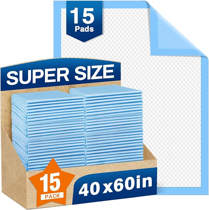 MILDPLUS Bed Pads Disposable Adult 40"X60" Super Absorbent Pee Pads, Oversized Underpads for Adults, Elderly, Pets [150x200CM, 15pcs]