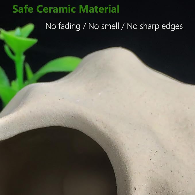 SpringSmart Aquarium Decor Rock Cave for Fish Shrimp Turtle Crab, Betta Fish Tank Decorations Ceramic Hiding Stone, Fish Bowl Landscape Rock