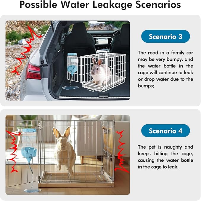 Vannon Small Animal Water Dispenser for Cage, 30oz Auto Feeding Crate Water Bottle for Rabbit, Chinchilla, Ferret, Guinea Pig, Squirrel, Hedgehog, Pet Nozzle Diameter: 10mm, BPA Free, Blue