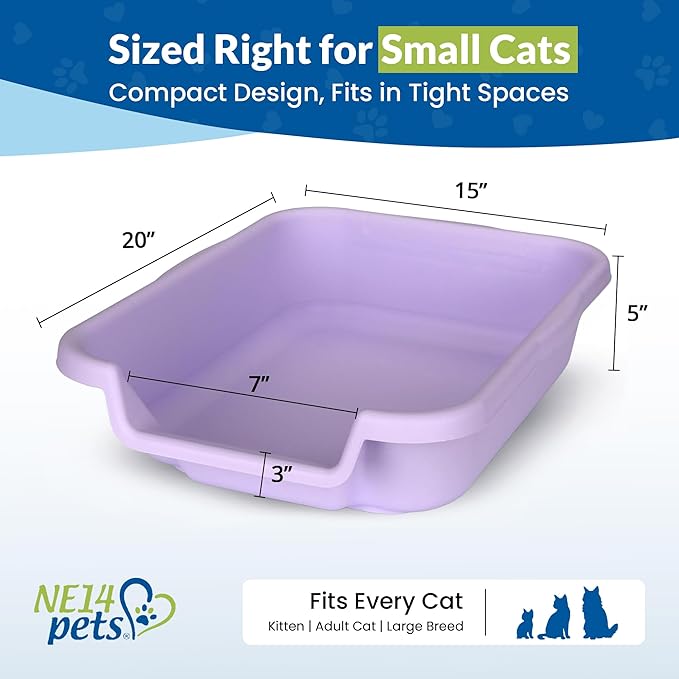 Kitty Go Here Small Size, Storybook Lavender Color, Durable & Pet Safe Kitty Litter Box, Low 3" Entry and Lots More Room for Your Cats Comfort, Made in USA