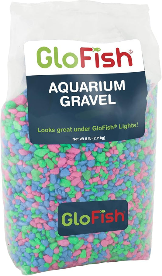 GloFish Aquarium Gravel, Pink/Green/Blue Mix, Complements GloFish Tanks, 5 Pounds