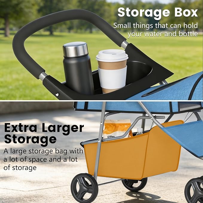 BestPet | 3-Wheel Pet Stroller | Blue | Foldable Dog and Cat Stroller | Breathable Mesh | Lightweight, Waterproof Travel Carrier with Cup Holder & Storage Basket | for Daily Walks & Outdoor Use