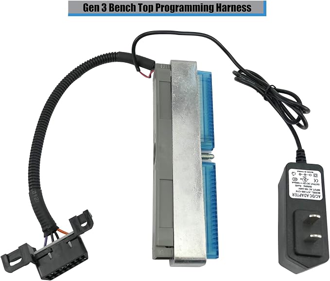LS Gen 3 ECM Engine Programming Control Module Reader Diagnostic PCM Bench | Harness w/Power Supply, Fit for GM Chevy all Blue/Red & Blue/Green 1999-2007, OBD2 Port, 18 Gauge, 12 Volt