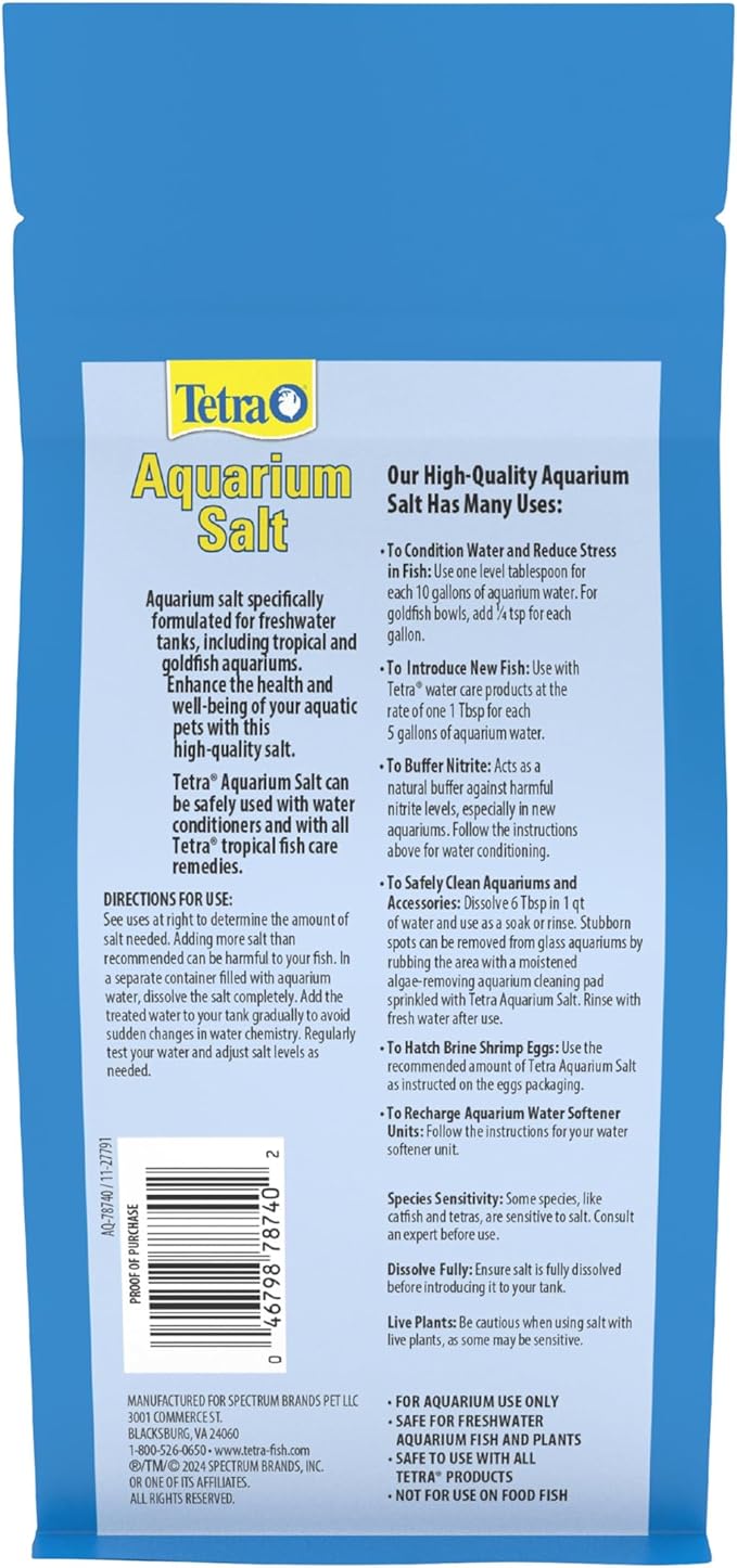Tetra Aquarium Salt for Freshwater Fish Tanks, 16 Ounces, Salt for Tropical and Goldfish Aquariums Enhances The Health of Your Aquatic Pets