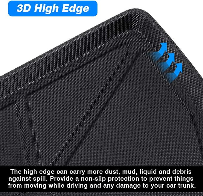 KUST Trunk Cargo Mat for 2011-2023 Dodge Charger & Chrysler 300, TPE Rubber Cargo Liner Rear Trunk Accessories All Weather Protection Raised Edge