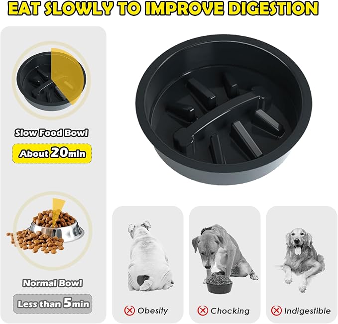 Elevated Dog Bowls, Height Adjustable Raised Dog Bowl Stand (4.5'' to 12''), Organizer Bowl Holder for Large Medium Dogs