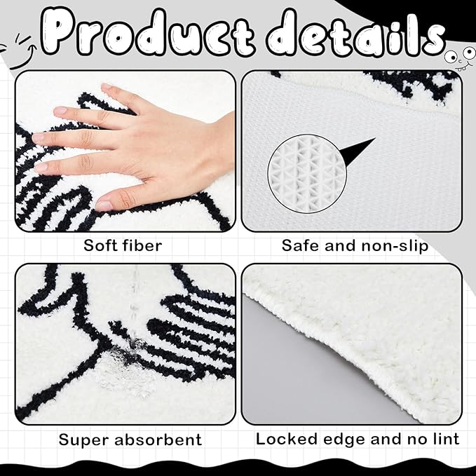 Drydiet Toilet Rug U Shaped Washable Soft and Absorbent Bathroom Rugs Non Slip Bath Mat Machine Wash Bathroom Contour Rug for Toilet Base, 24 x 20 Inch(Stick Figure)