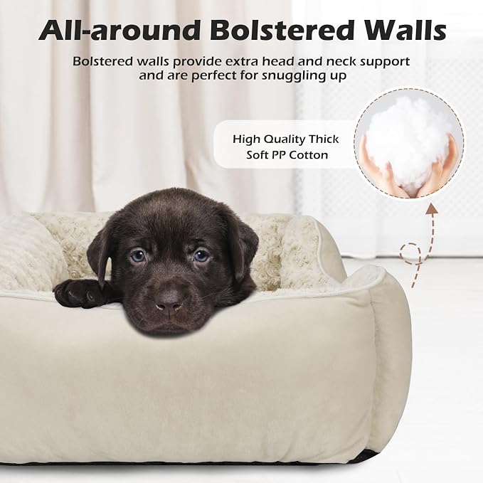 Large Dog Bed Rectangle Washable Orthopedic Soft Calming Sleeping Durable Pet Cuddler with Anti-Slip Bottom