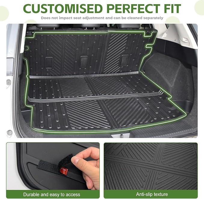 Cargo Liners for 2021-2026 Nissan Rogue Trunk Mat with Seat Back Cover Accessories, All Weather Rear Cargo Mat Backrest Protector(Not for Sport Models)