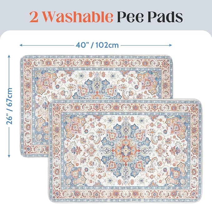 Washable Pee Pads for Dogs, 2 Pack Reusable Puppy Training Pads 40"x26" Super Absorbent Waterproof Dog Training Pads, Non-Slip Potty Pads, Whelping Pads Litter Mat Beige