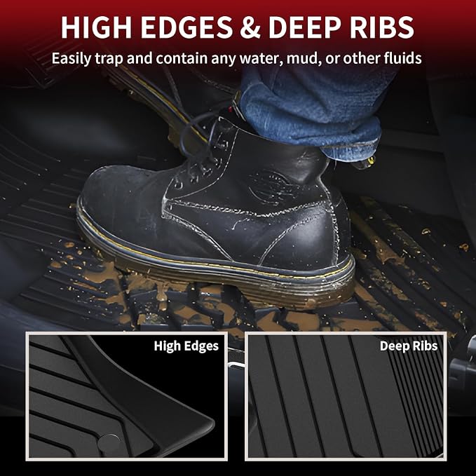 LASFIT Floor Mats for BMW X5 (F15) 2014-2018 / for BMW X6 (F16) 2015-2019, Custom Fit TPE All Weather Floor Liners 1st & 2nd Row Car Mat, Black