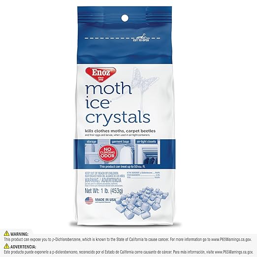 Enoz Moth Ice Crystals, Kills Clothes Moths and Carpet Beetles, No Clinging Odor, 16 Oz (Pack of 4)