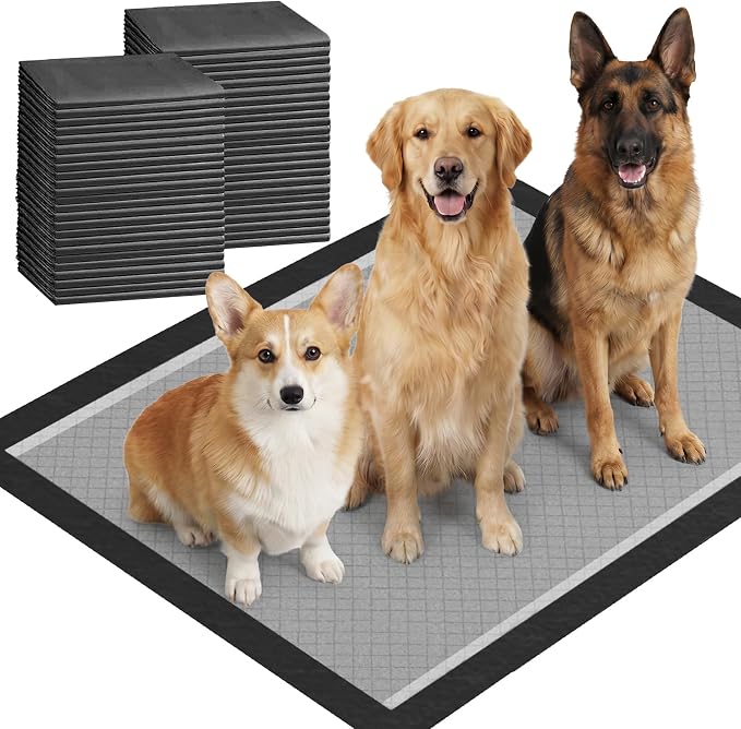 Charcoal Puppy Pads Extra Large Dog Pee Pads Odor-Control & Leak-Proof Disposable Pet Training Edge-Wrapping Thicken Potty Pad for Dogs, Cats, Rabbits, Black-30“x36(30 ct)