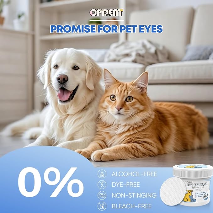 Opdent 150Pcs Eyes Wipes for Dogs - Tear Stain Remover for Dogs - Dog Eye Cleaner, Eye Debris, Discharge, Mucus Secretions - Eye Wipes for Dogs & cat Eye Wipes - 3.2 inches
