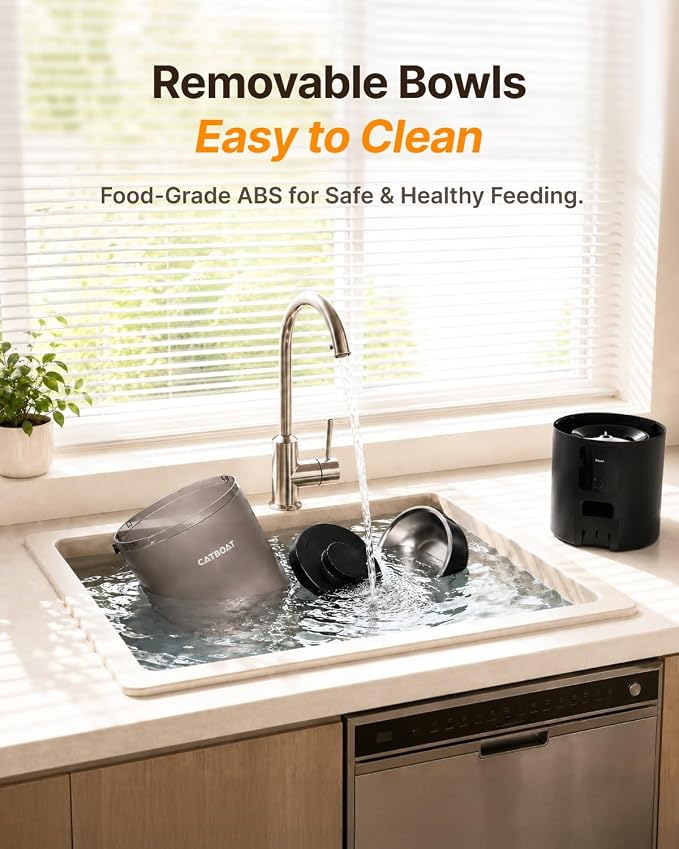Dual-Camera Automatic Pet Feeder with 2 Bowls, 6L Smart Feeder for 2 Cats | 2K HD Video, App Control, Slow Feed Mode, Up to 20 Meals, 2-Way Audio, Night Vision, iOS/Android, Dry Food Only, Black