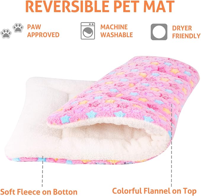 Mora Pets Dog Crate Pad - Ultra Soft Pet Bed With Cute Star Print, Washable Mat for Large Medium Small Dogs, Reversible Fleece Kennel Liner, Cat Bed 41 x 29 Inch Pink