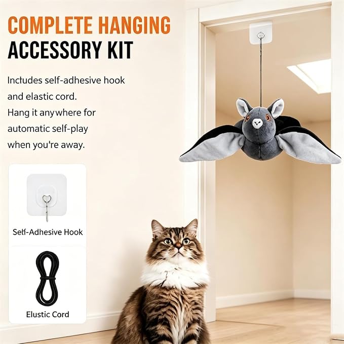Flying Bat Dog Toy, 2026 New Flying Bat Toy for Dogs, Flapping Wings Interactive Pet Toy with Chirping Engages Cats and Dogs, Detachable Usb Rechargeable, Hanging and Ground Play ，Sugar Glider：2PCS