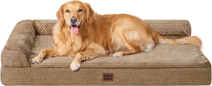 EHEYCIGA Extra Large Dog Bed Othorpedic, Memory Foam XL Dog Bed with Washable Removable Cover, Waterproof Pet Sofa Couch XLarge Size Dogs with Nonskid Bottom, 44x32x6.5, Camel | Washable Removable Cover, Waterproof Flat Pet Sofa Couch with Nonskid Bott...