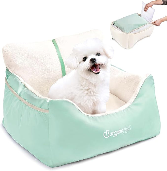 Dog Car Seat for Small Dogs & Cats Under 25 lbs, Beige Green