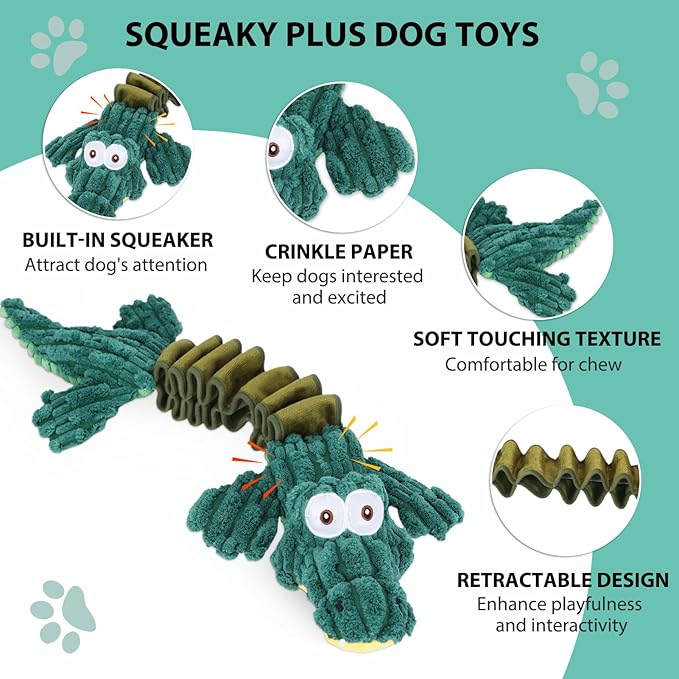 Drmstow Squeaky Dog Toys for Large Dogs, Cute Puppy Toys, Plush Stuffed Pet Dog Toys with Crinkle Paper, Interactive Tug of War Dog Toys to Keep Them Busy for Small Medium Big Dogs
