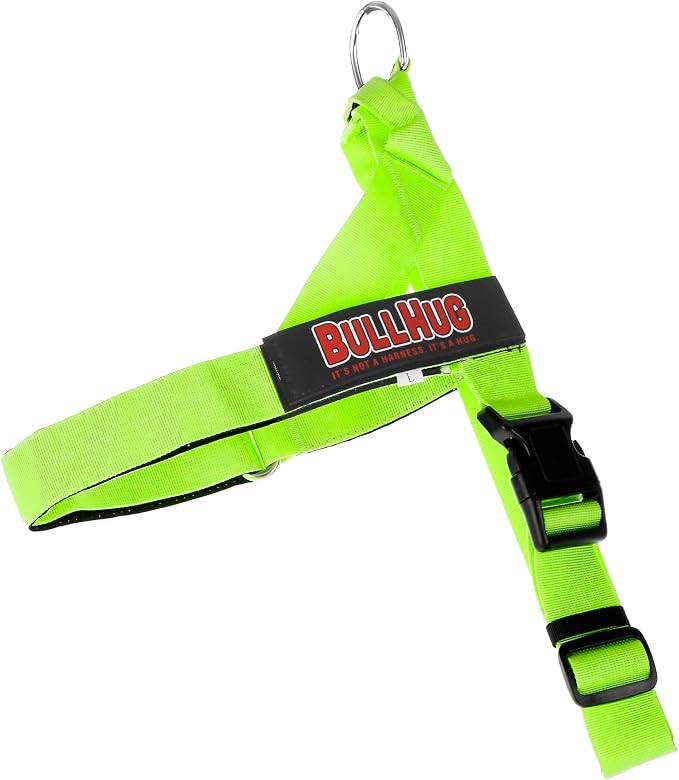 Adjustable Dog Harness– No Pull, No Choke – for English Bulldogs, French Bulldogs, Pugs & Broad-Chested Breeds – Easy, Safe Walks (NEON Green, Large)