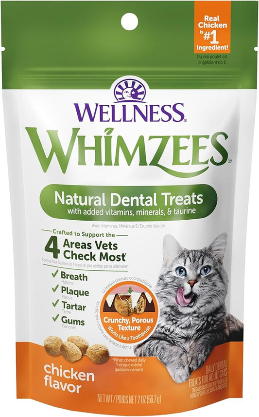 Wellness WHIMZEES Cat Dental Treats, Freshens Breath, Chicken Flavor, 2 oz Bag