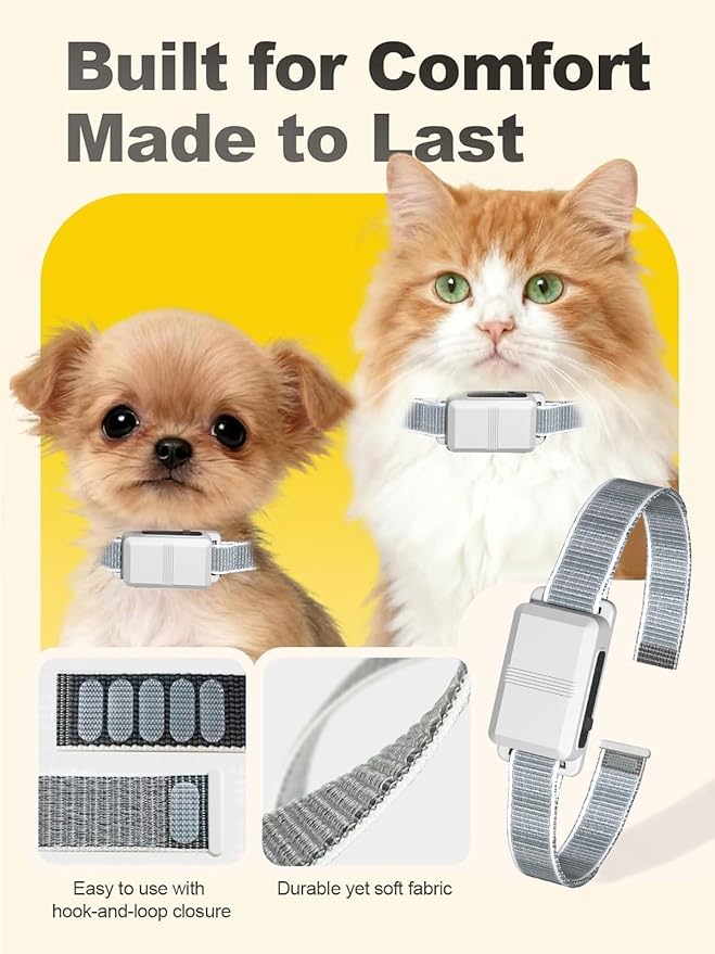 FLYSPEAR Wireless Cat Barrier - Rechargeable Indoor Barrier with 6 Adjustable Range Radius up to 7 ft, 6 Adjustable Safe Static Intensity, Electric Fence System for Cats Small Dogs with Hook (White)