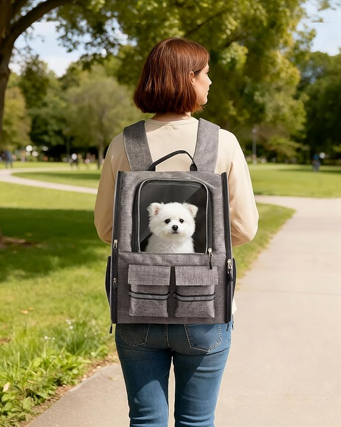 Rolling Pet Carrier with Wheels, Polyester, Soft-Sided Collapsible, Large, Travel, with Telescopic Handle and Folding Bowl (Purple Wheeled Carrier Set)