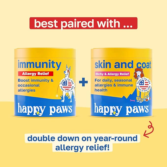 Happy Paws Turmeric Supplement for Dogs, Daily Immune & Joint Support for All Breeds & Ages, with Turmeric, Colostrum & Turkey Tail Mushrooms, Pumpkin Flavor, Non-GMO, 100 Soft Chews