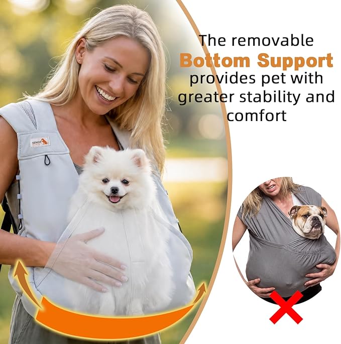 Dog Carrier Backpack, Front Dog Sling Carriers for Small Dogs | Hands Free Puppy Pet Carrier 15 lbs, Bottom Support, Adjustable Shoulder Straps, Breathable for Hiking Travel Walking, Grey