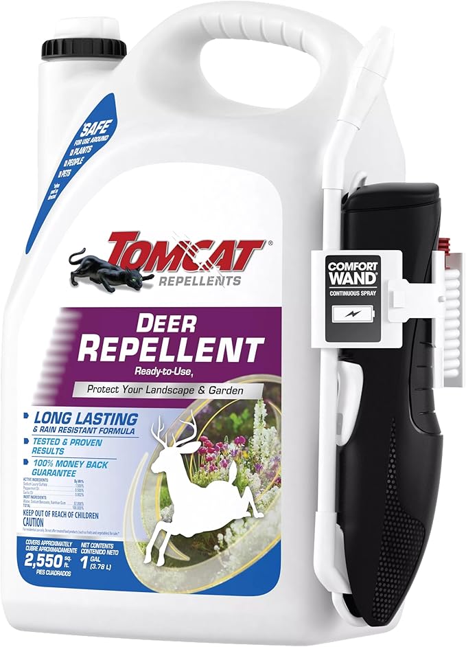 Tomcat Repellents Deer Repellent, Ready-to-Use, Protects Landscapes and Gardens, Contains Essential Oils, 1 Gal.