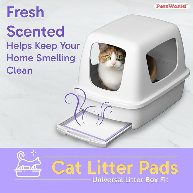 PetsWorld Universal Fit Cat Pad Refills for Litter Box, Fresh Scent, Odor Control, Pack of 100