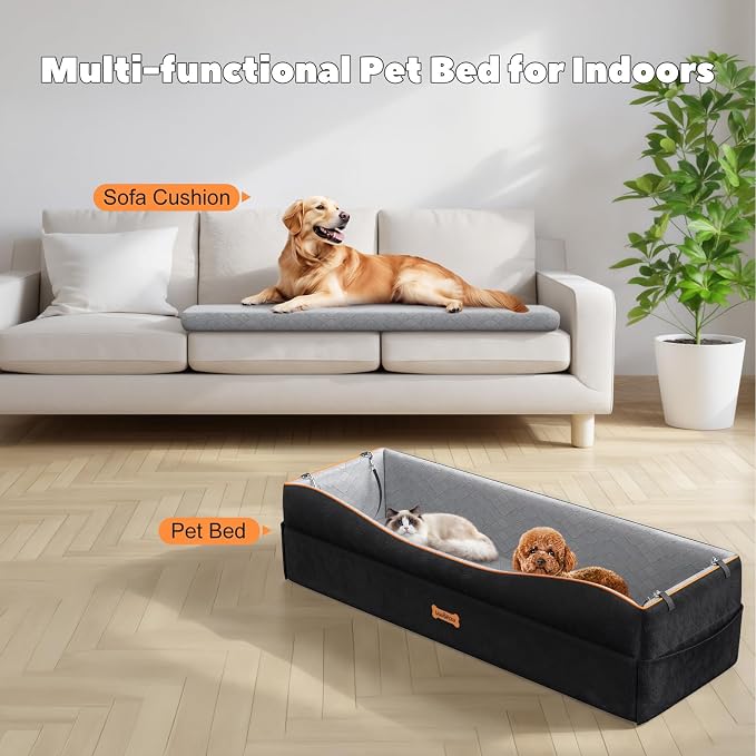 Car Seat for Large Dog for 2 Medium or 3 Small Dogs Under 100Lbs | Dog Booster Seats ,Pet Car Seats with 2 Safety Leashes, Dogs Sofa Bed Cushion Add Thick Sponge, Pet Cars Carrier for Travel