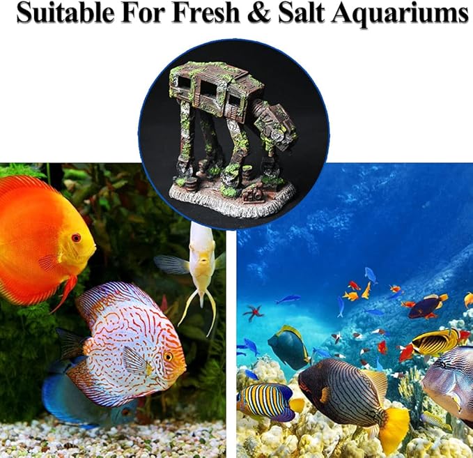 fazhongfa Fish Tank Decorations Star Wars Aquarium Accessories Small to Large Fish Tank Resin Decor for Betta Goldfish Hideouts Cave Hide Ornament Backgrounds (at-Small)