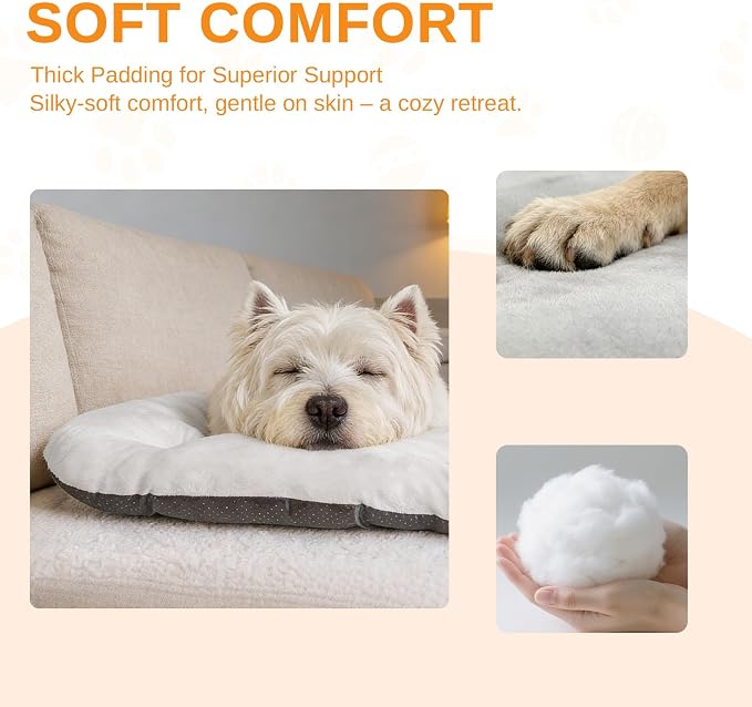 Washable Oval X-Large Dog Bed, Silver-Tipped High-Resilience, Light Gray | Non-Slip Bottom Prevents Sliding, Soft Plush Short Fur, Machine Washable, Ideal for Crates/Apartments/Cozy Nooks,41"x27"x3.6"