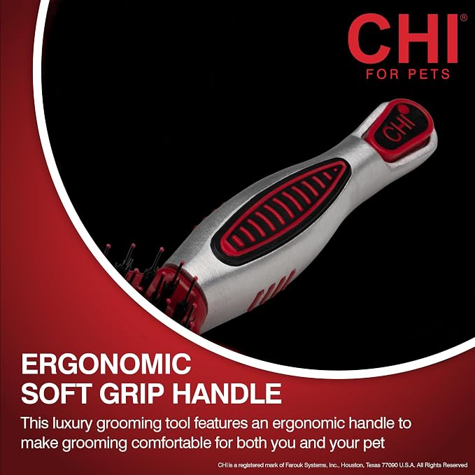 CHI for Dogs Porcupine Pin and Bristle Dog Grooming Brush Detangling and Smoothing Brush for Short Medium and Long Dog Coats Helps Remove Loose Hair and Light Tangles Ergonomic Soft Grip | Detangling and smoothing formula, removes loose hair and light ...