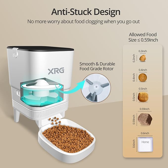 Automatic Cat Feeder 5G WiFi,Automatic Dog Feeder Double Anti-Blocking,WiFi Auto Timed Cat Dispenser 10 Meals A Day,Dog Food Dispenser Dual Power with 10s Voice Recorder,Easy to Install & Clean,White