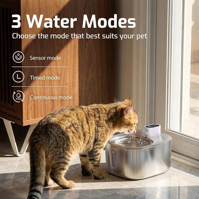Cat Water Fountain Stainless Steel,152oz/4.5L Wireless Pet Fountain,Automatic Water Bowl for Cats Dogs with Motion Sensor,Quiet Filtered Pet Water Fountain w 5 Filters(Filters for 4 Months)