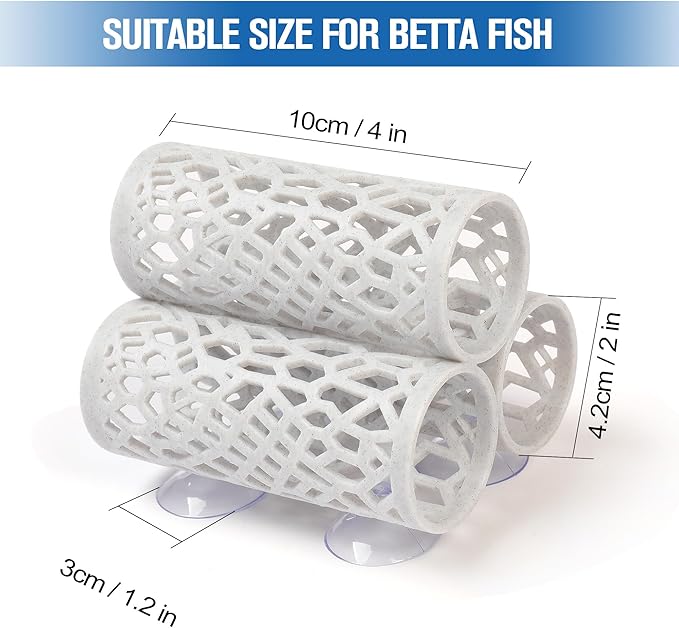 3-in-1 Betta Fish Tunnel,Safer for Small Fish Shrimp Aquarium Decor Resting and Sleeping Tube，Betta Hammock with Suction Cups for Hideout，Fish & Shrimp Toys，Fish Tank Accessory Habitat Cave