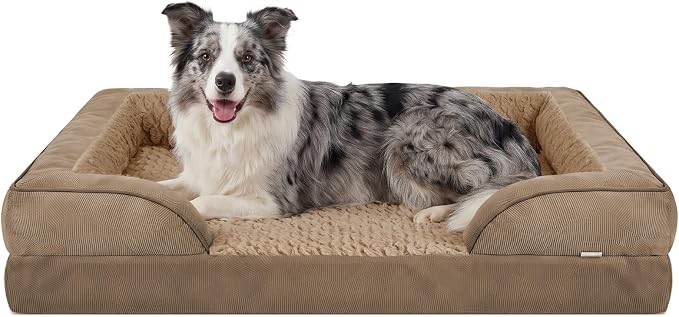 L Plus Orthopedic Dog Bed for Large Dogs, Washable Dog Sofa with Egg-Crate Foam, Waterproof Lining and Non-Skid Bottom