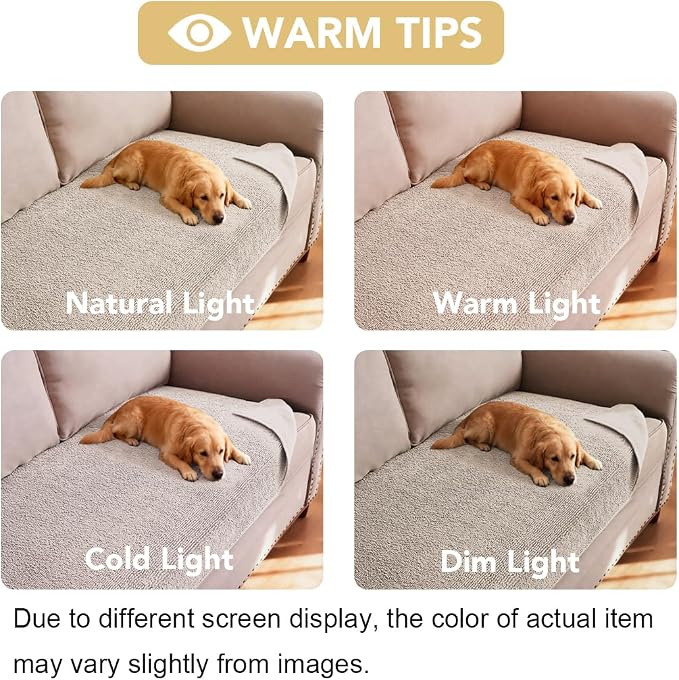 H.VERSAILTEX Non Slip Pet Couch Cover Chenille Dog Bed Protector Thick Soft Sofa Slipcover Pet Friendly Washable Couch Cushion Covers for Pets (30" x 70", Oatmeal)